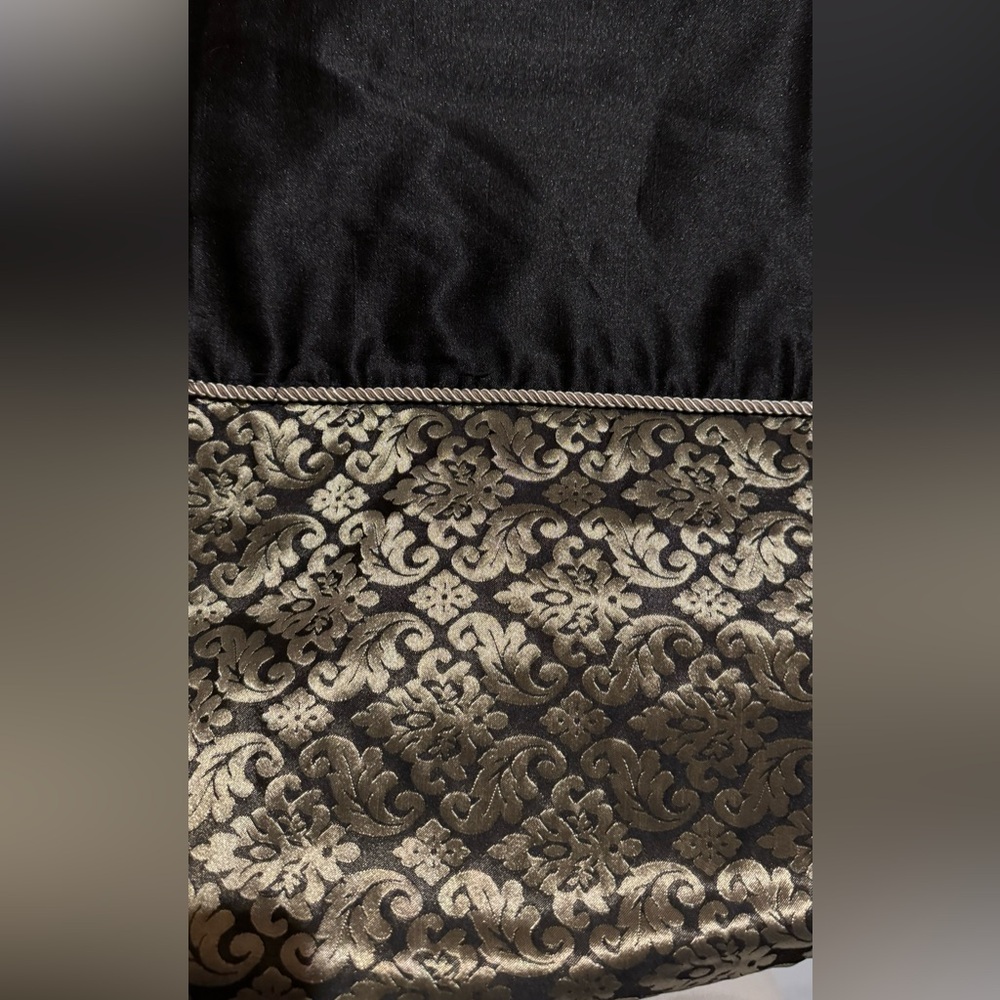 Black Jacquard Floral Shower Curtain